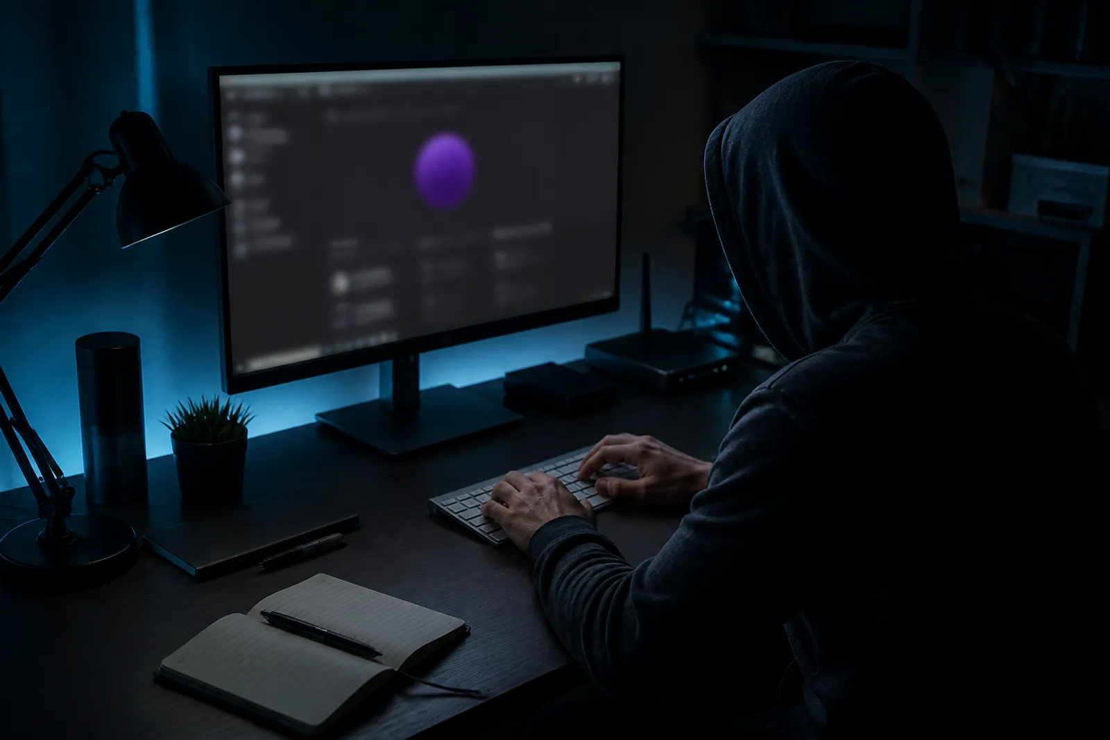 A user immersed in exploring the Tor network on a desktop computer.